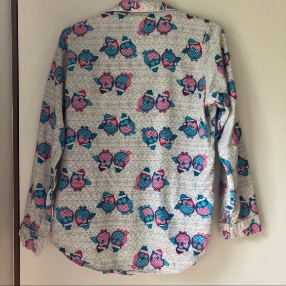 Owl print button down PJ top La Vie En Rose - Picture 4 of 8
